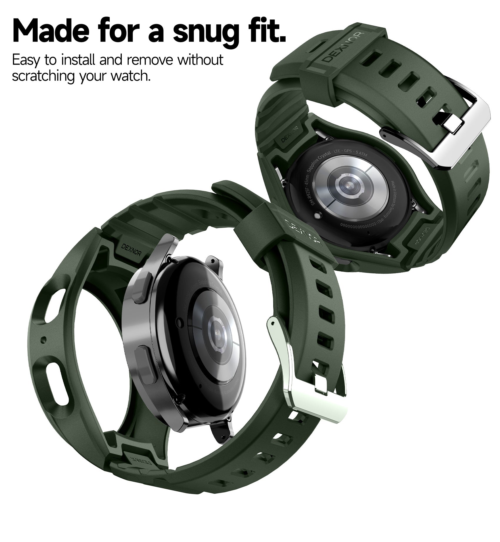 Dexnor Rugged Shockproof Full Body Bumper Case for Samsung Galaxy Watch 5 Pro 45mm - Protective Cover with Raised Bezel - Perfect for Outdoor Sports, Workouts & Active Lifestyle