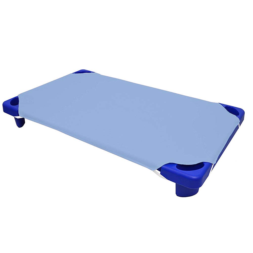 Premium 100% Cotton Daycare Cot Fitted Sheets - Standard Size 23x52 Inches for Toddler & Preschool - Soft Breathable Light Blue Crib Sheets (Pack of 24) - Perfect for Daycare Centers, Preschools & Home Naptime