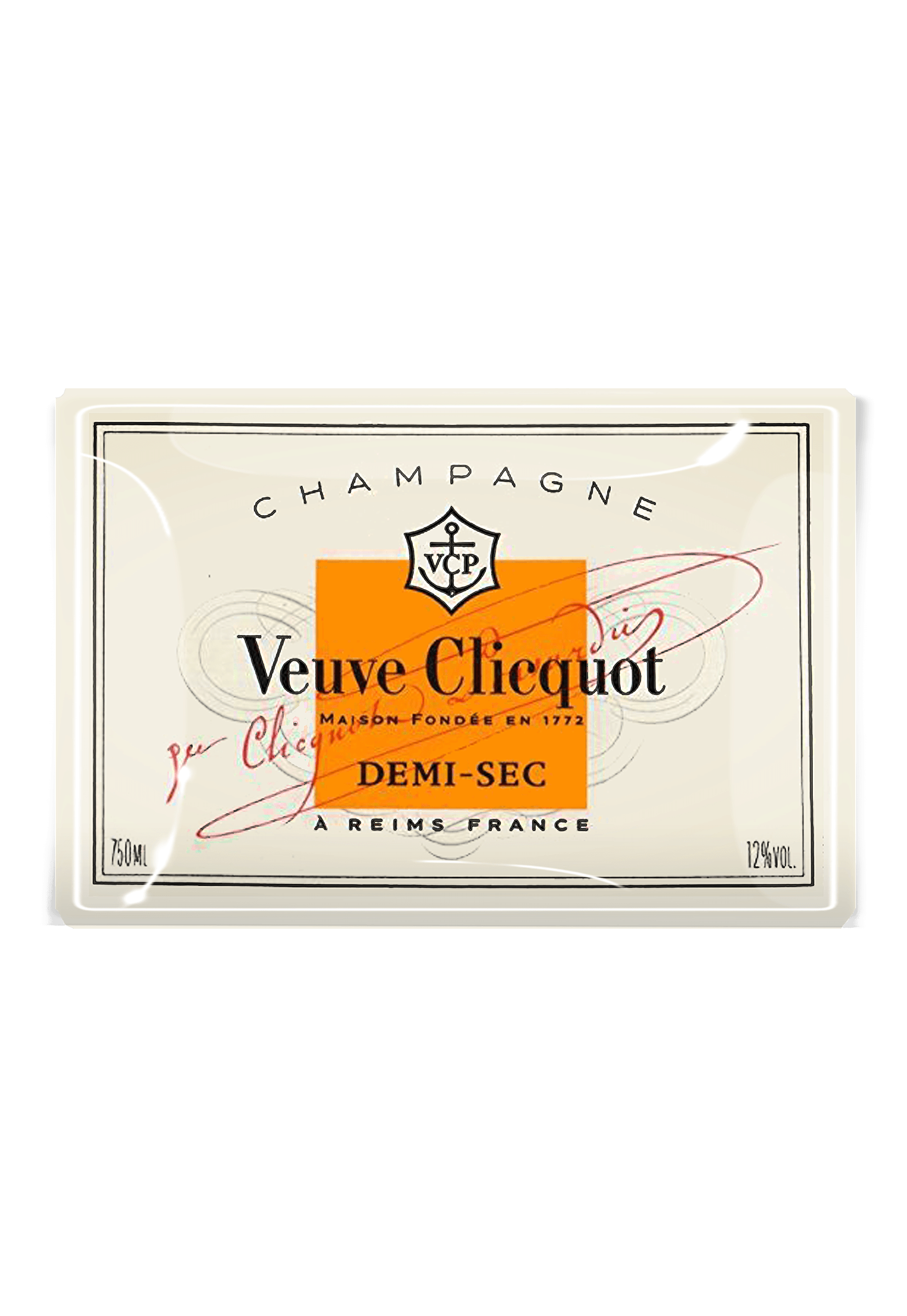 Vintage Veuve Clicquot Demi Sec Decoupage Glass Serving Tray - Elegant Champagne Accessory for Parties, Weddings & Home Decor