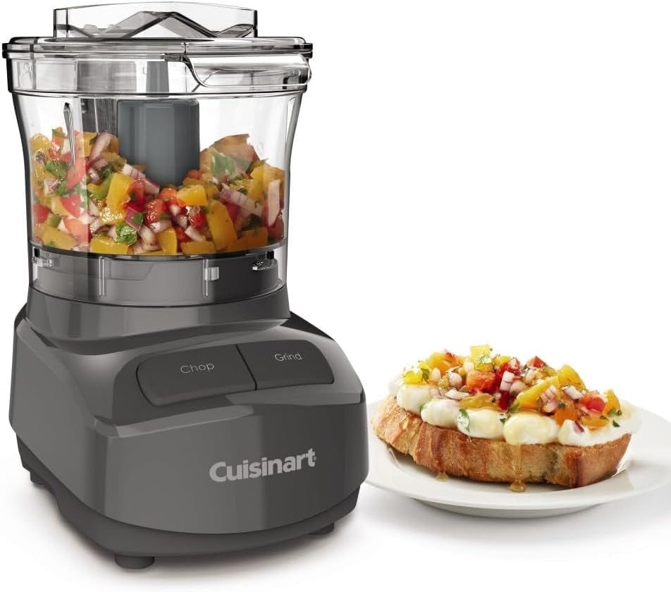 Cuisinart 3-Cup Mini Food Chopper - Compact & Powerful for Chopping, Grinding & Pureeing - Perfect for Nuts, Herbs & Baby Food - Anchor Gray