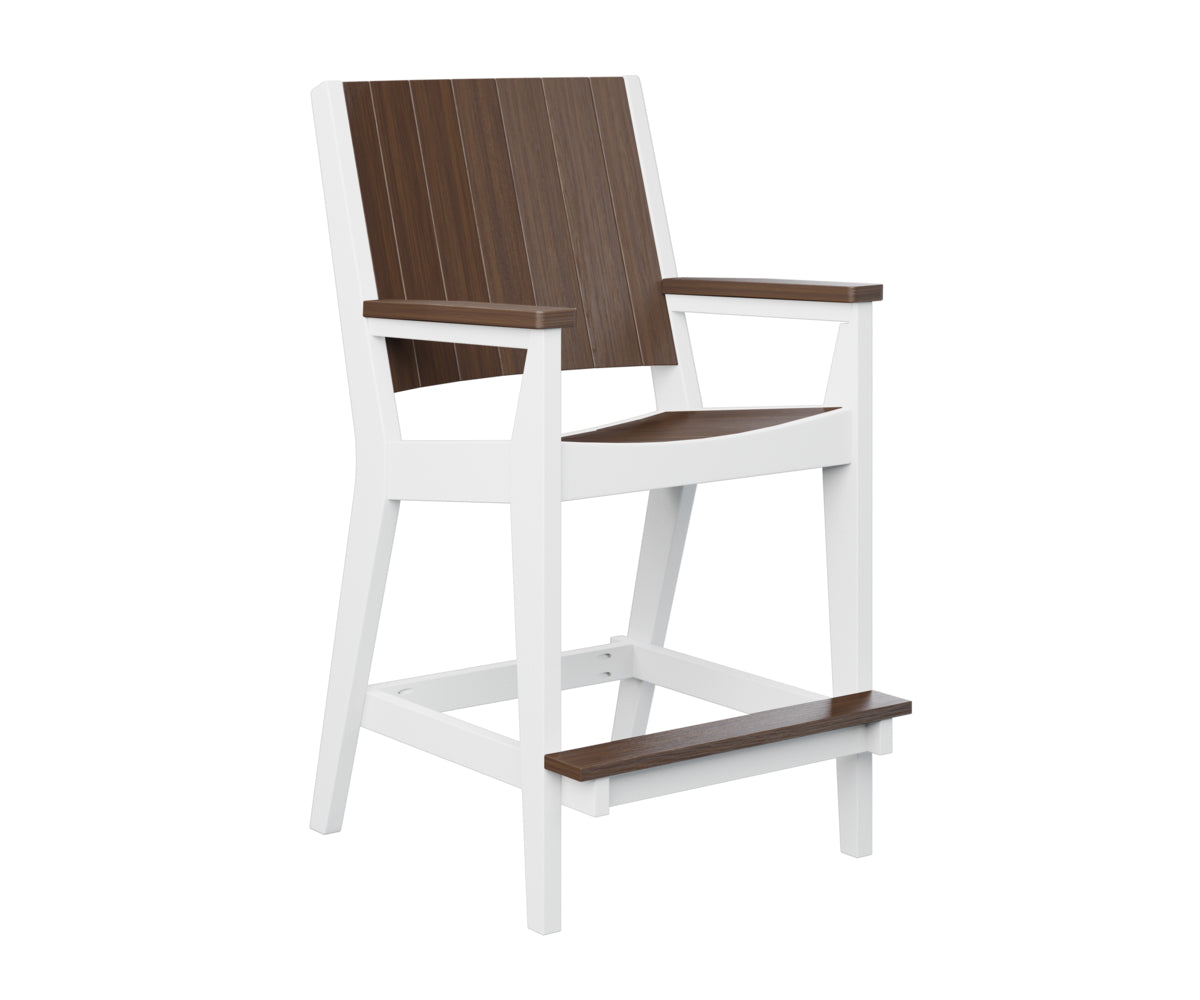 Berlin Gardens Mayhew Chat Bar Chair - Rustic Wooden Bar Stool for Kitchen Island, Pub & Outdoor Patio - Comfortable Counter Height Seating for Home & Commercial Use