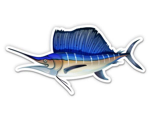 Sailfish Fishing Vinyl Sticker - 3 Inch Waterproof Decal for Car, Laptop, Water Bottle, Phone - Perfect for Outdoor Enthusiasts & Marine Lovers