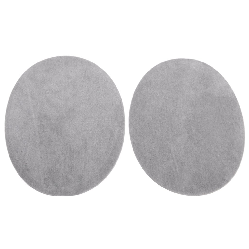 1 Pair Oval Flocking Iron-On Elbow Knee Patches (Light Grey) - Durable Fabric Repair for Jeans, Jackets & Workwear - Perfect for DIY Clothing Upgrades & Costume Design