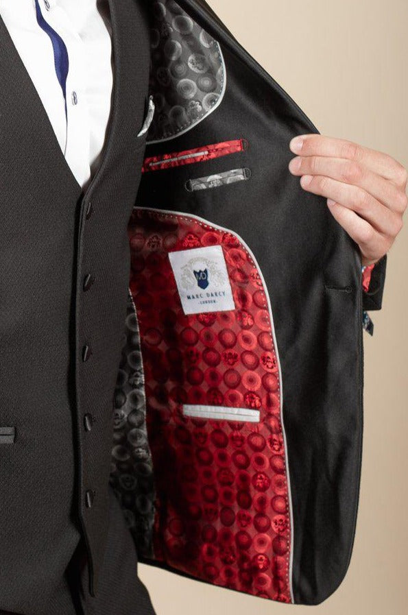 Dalton Black Tuxedo Lapel Suit with Ross Waistcoat - Premium Men's Formal Wear for Weddings, Prom & Black Tie Events