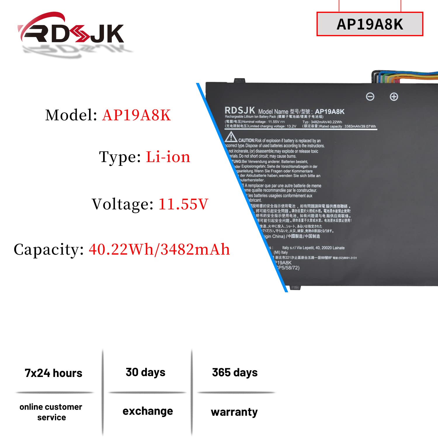 Replacement Laptop Battery for Acer Chromebook Spin 311/511 Series (CP311-1H, CP311-2H, CB311-9H, R752T) - 11.55V 40.22Wh - Perfect for Work, Travel & School Use