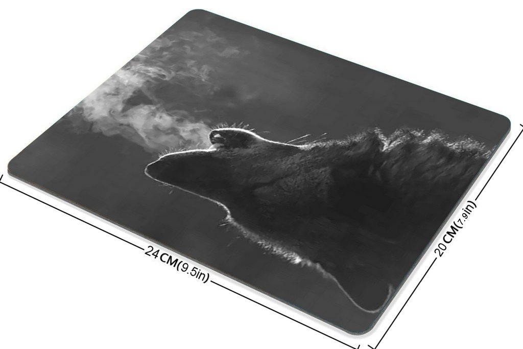 Custom Smooffly Gaming Mouse Pad - Winter Wolf Howling Design, Non-Slip Thick Rubber Base, Extra Large Mouse Mat for PC, Laptop & Office Use