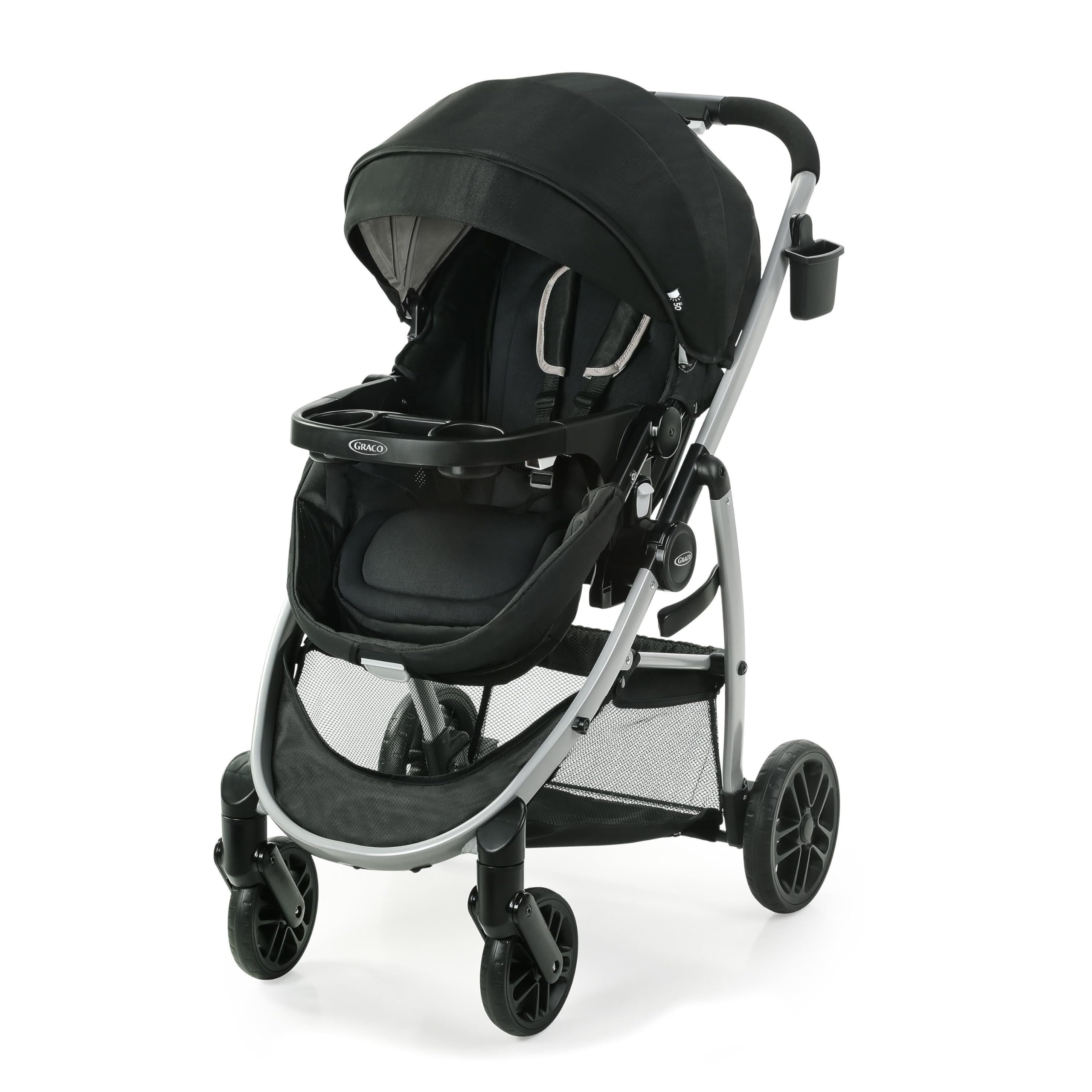 Graco Modes Pramette Stroller - Convertible Baby Stroller with True Pram Mode, Reversible Seat & One-Hand Fold | Includes Child Tray, Extra Storage & Pierce Design | Perfect for Newborns, Infants & Toddlers - Ideal for City Walks, Shopping & Travel