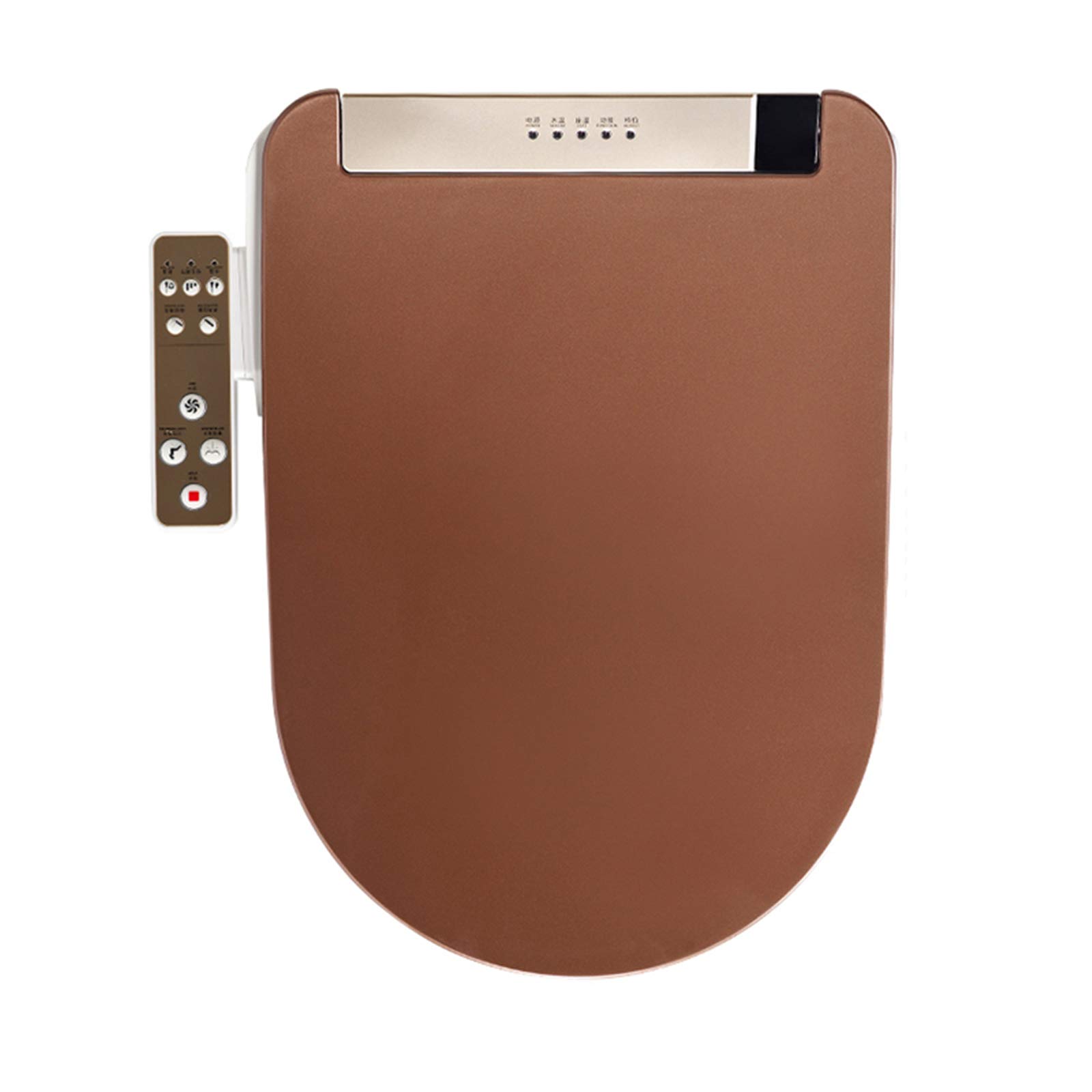 Smart Bidet Toilet Seat - Elongated Electric Heated Toilet Cover with Auto Cleaning, Warm Air Dry & Side Control Panel (38cm x 51cm, Brown) - Perfect for Modern Bathrooms & Luxury Home Upgrades