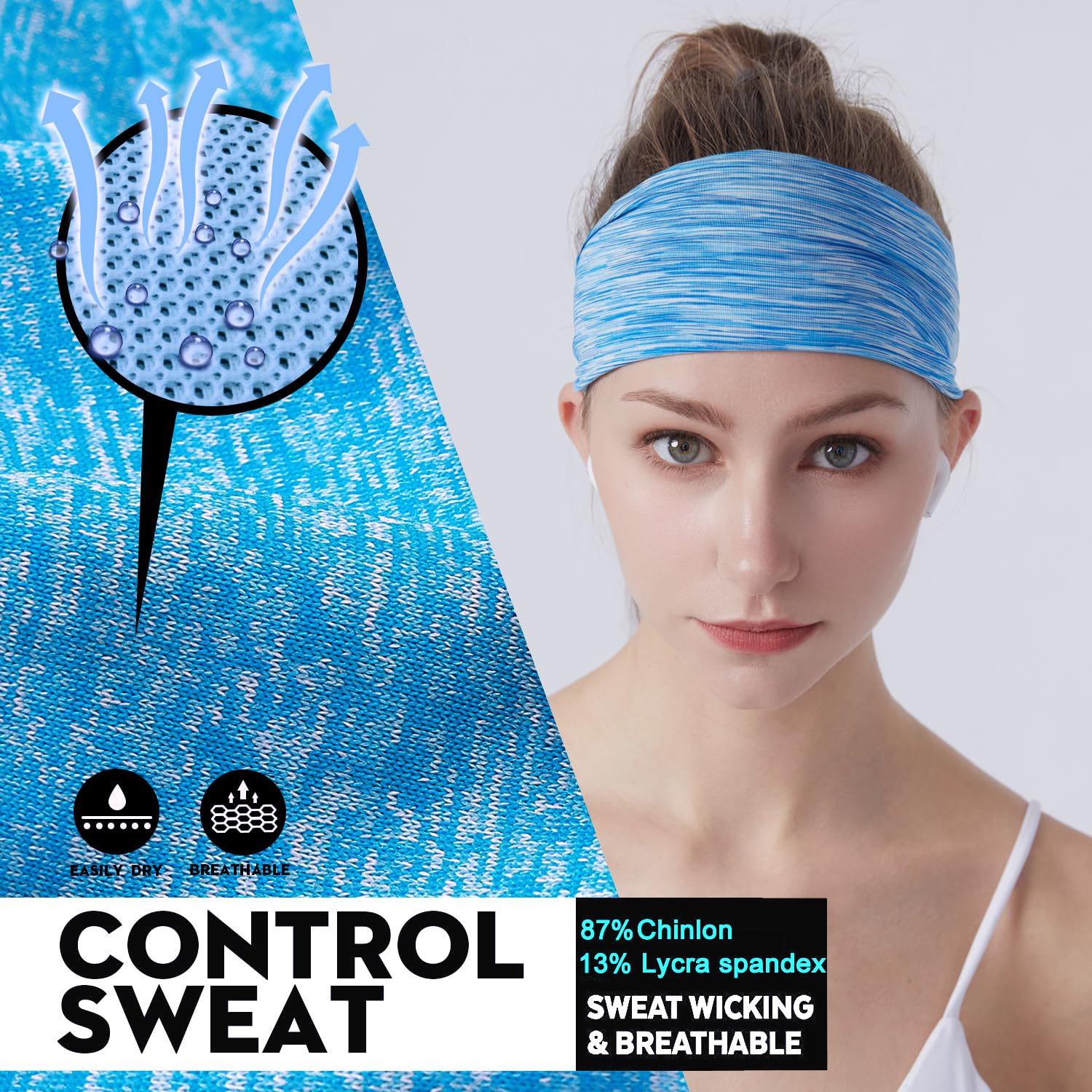Non-Slip Women's Workout Headbands – 5 Pack Moisture-Wicking Yoga & Running Sweatbands for Athletic Exercise & Fitness | Perfect for Gym, Sports & Active Lifestyles