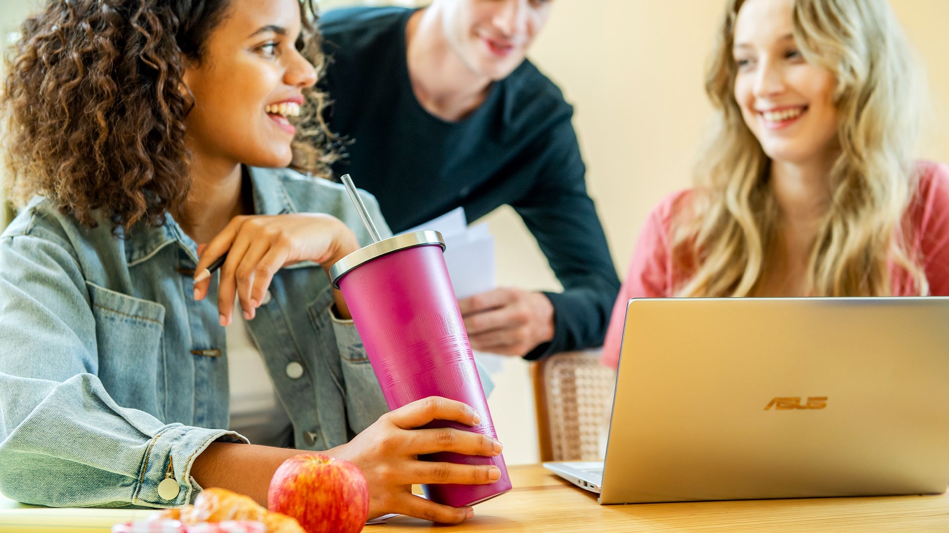 24oz Double Wall Vacuum Insulated Stainless Steel Tumbler with Straw Lid - Scribe Purple | Leakproof Travel Mug for Coffee, Tea & Cold Drinks | Perfect for Office, Gym & Outdoor Activities