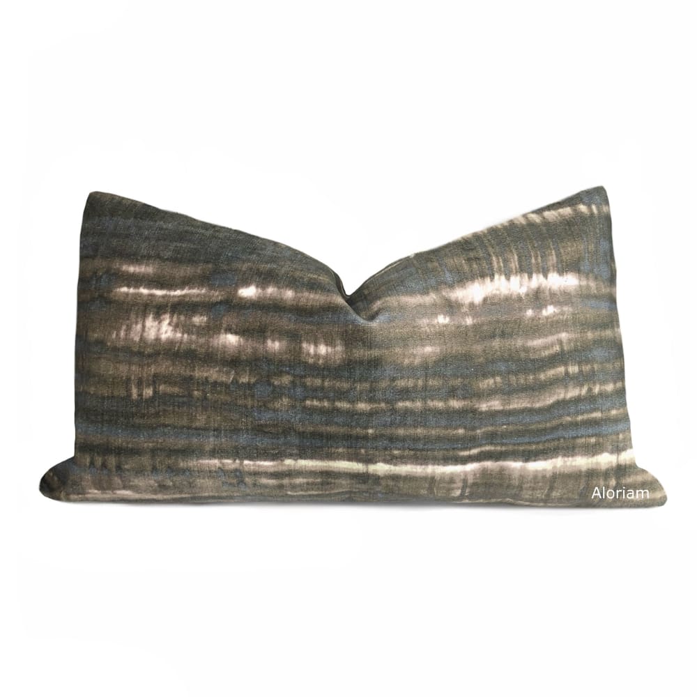 Abstract Velvet Pillow Cover in Dante Brown Slate Blue Gray - Soft Decorative Throw Pillow Case for Sofa, Bed & Home Decor