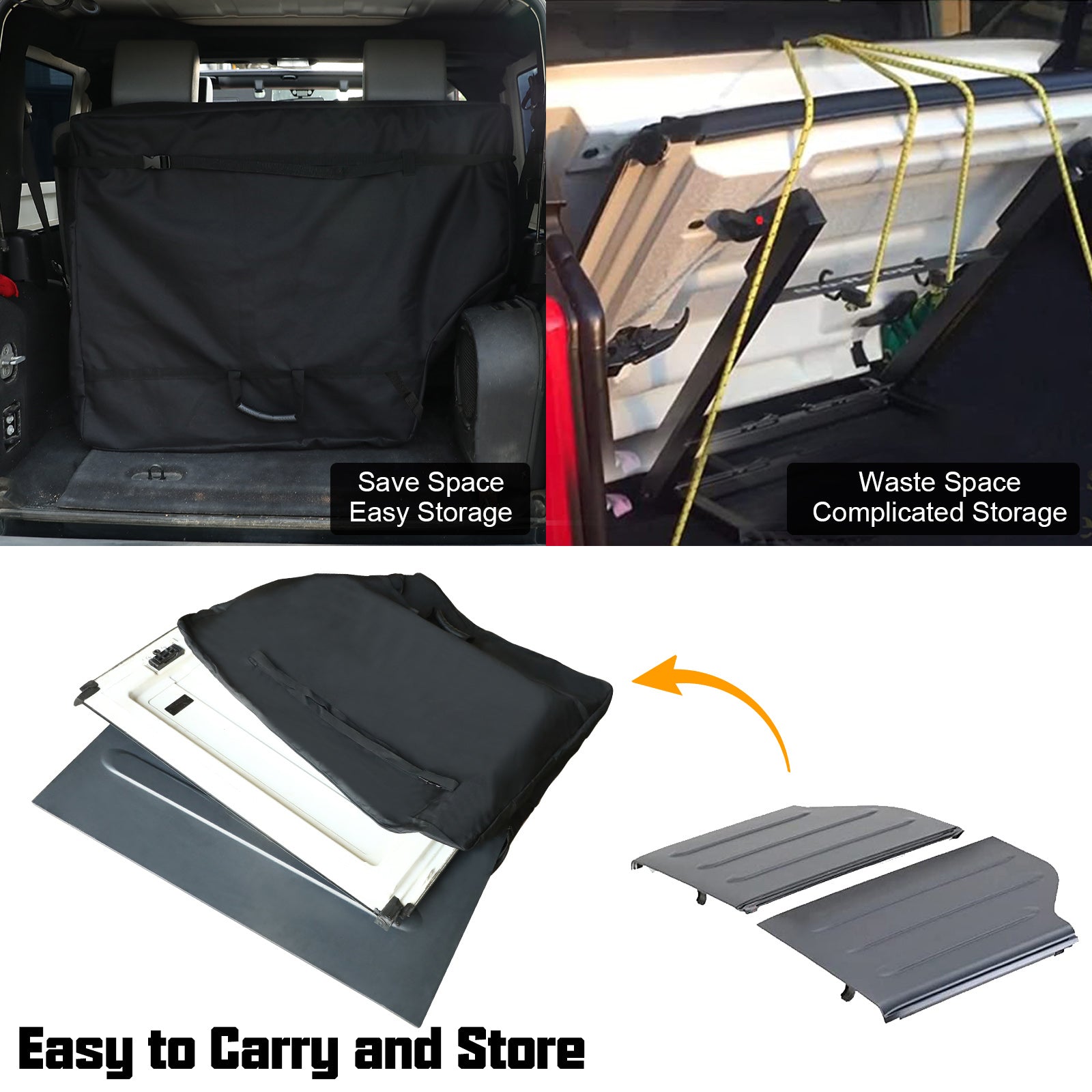 Sunpie Hard Top Freedom Panel Storage Bag for Jeep Wrangler JK JKU JL JLU (2007-2025) & Gladiator JT (2019-2025) - Durable Roof Panel Organizer for 2/4 Door Models - Perfect for Off-Road Adventures and Garage Storage
