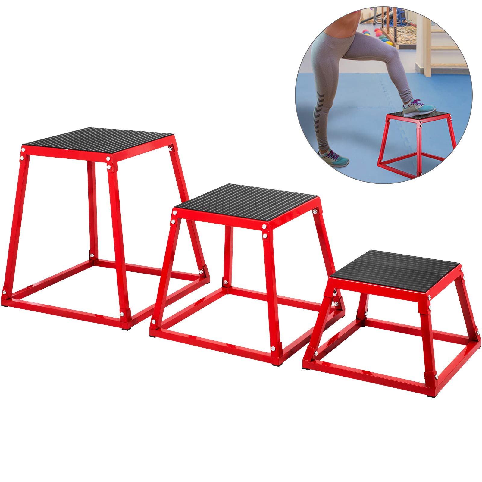 VEVOR 12/18/24 Inch Plyometric Box - Adjustable Jump Platform for CrossFit, HIIT & Home Gym Workouts - Sturdy Exercise Box for Box Jumps, Step Ups & Fitness Training - Perfect for Cardio, Strength & Agility Training