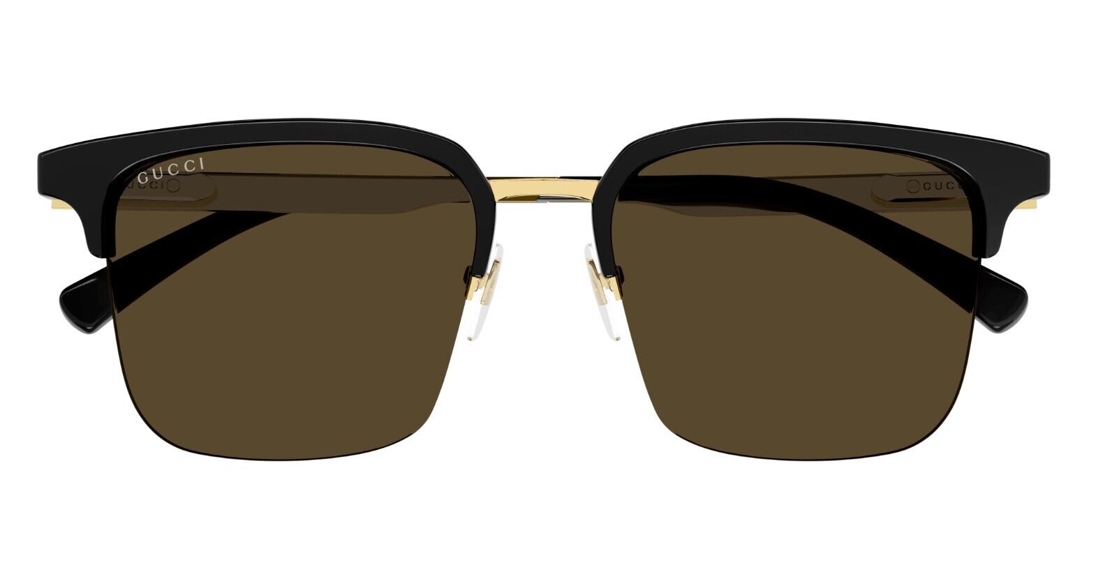 Gucci GG1226S 001 Black/Brown Browline Sunglasses for Men - Classic Retro Style UV Protection - Perfect for Driving, Travel & Outdoor Activities