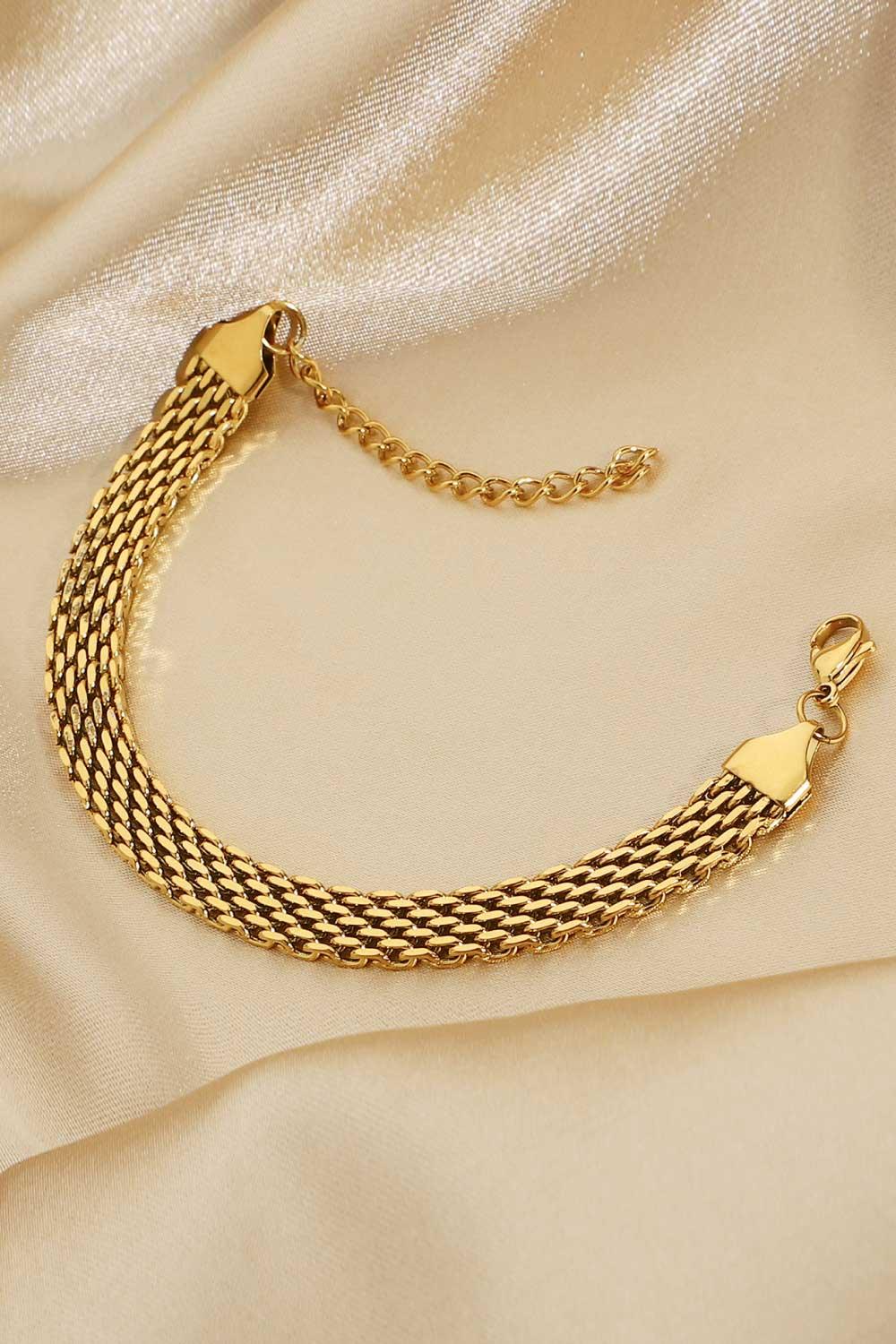 18K Gold Plated Wide Chain Bracelet for Women - Elegant Fashion Jewelry Gift for Birthday, Anniversary & Special Occasions - Perfect for Parties, Weddings & Everyday Wear
