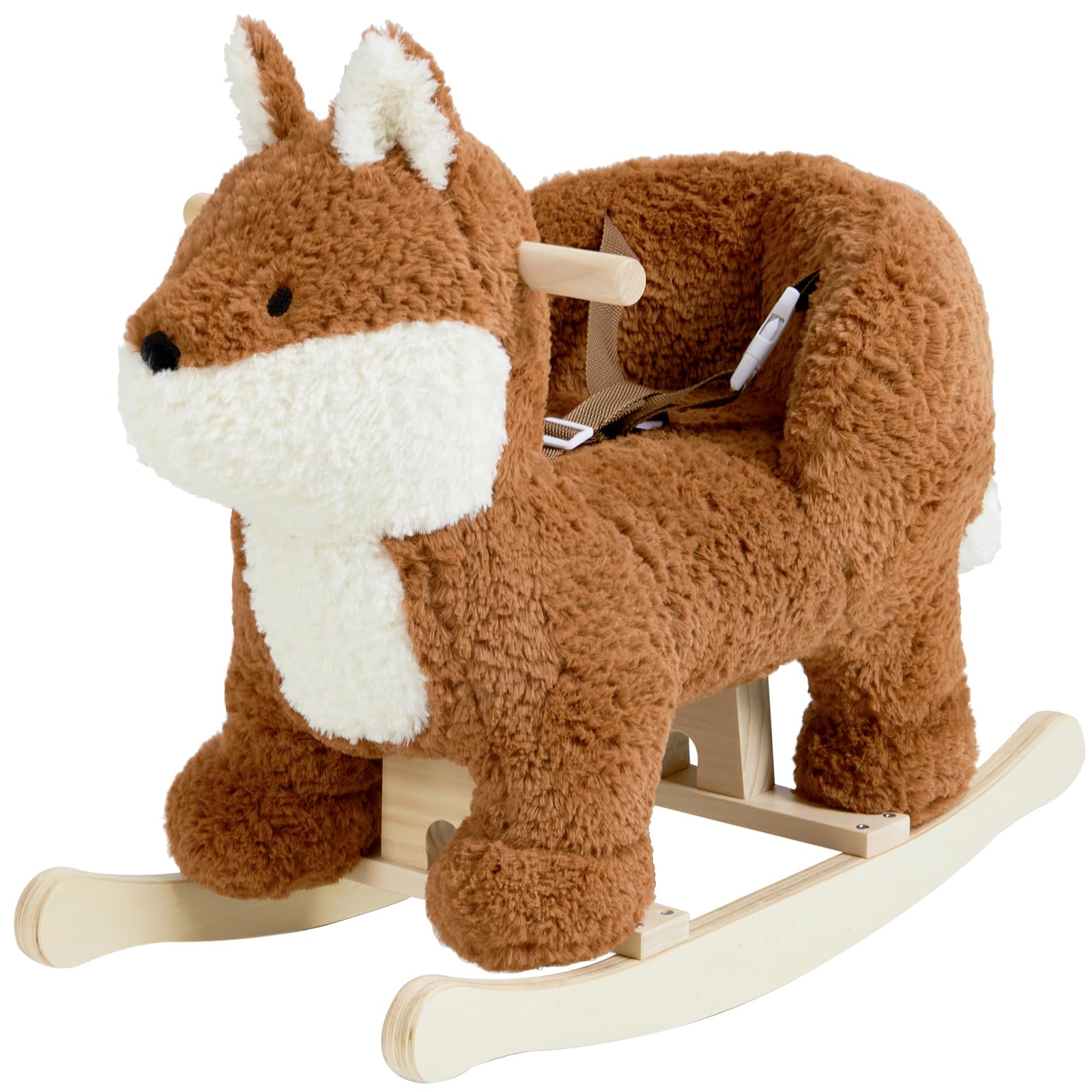 Labebe - Soft Plush Fox Rocking Horse with Safety Seat Belt for Babies & Toddlers 6M-3 Years | Brownish Red Animal Rocker Toy for Boys & Girls | Perfect Nursery Decor, First Birthday Gift & Indoor Play Activity