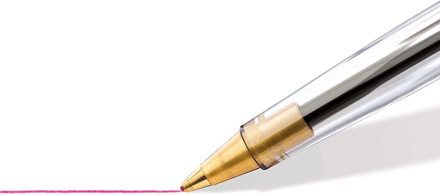 STAEDTLER 430 Medium 0.5mm Ballpoint Pens - Smooth Writing Red Ink Pens - 3-Pack for Office, School & Note Taking