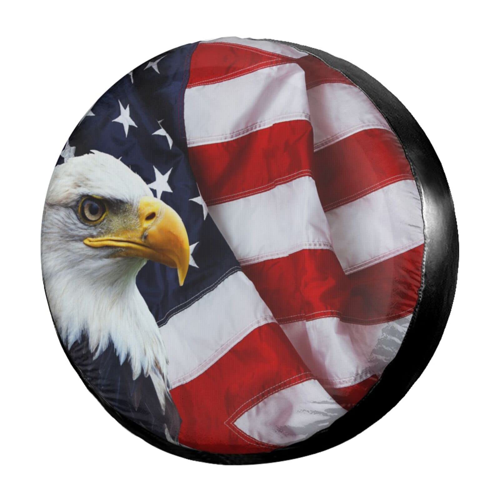 American Flag Eagle Spare Tire Cover - Dustproof Wheel Cover for Trailers, RVs, SUVs & More (14-17 Inch) | Perfect for Road Trips & Outdoor Adventures