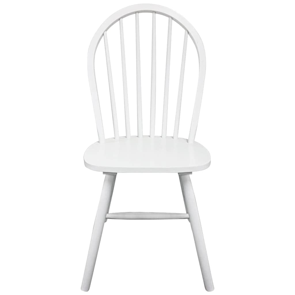 vidaXL Solid Rubber Wood Dining Chairs Set of 2 - Elegant White Modern Scandinavian Style Chairs with Comfortable Rounded Backrest - Perfect for Kitchen, Dining Room, Restaurant & Home Decor