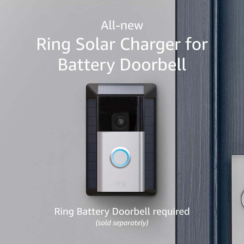 Ring Solar Charger for Battery Doorbell - Weatherproof Outdoor Solar Panel for Ring Video Doorbell Cameras - Perfect for Home Security & Continuous Power Supply