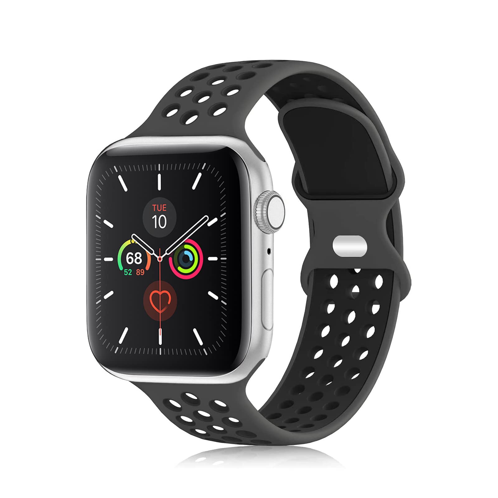 Rainbow Sport Silicone Apple Watch Bands for Women & Men - Compatible with iWatch SE Series 9/8/7/6/5/4/3/2/1 & 49mm/45mm/44mm/42mm/41mm/40mm/38mm - Soft Breathable Replacement Strap for Workout, Running & Daily Wear