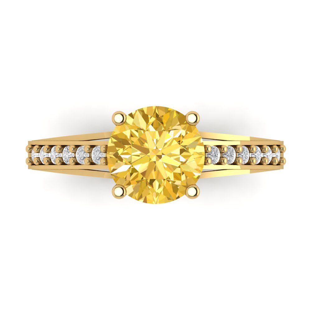 Clara Pucci 2.21ct Round Cut Simulated Diamond Solitaire Ring in 14k Yellow Gold for Engagement, Promise, Anniversary, and Bridal Jewelry