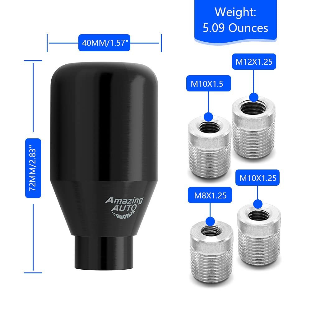 Universal Weighted Gear Shifter Knob - Black Manual/Automatic Car Shift Lever with 4 Adapters for Smooth Gear Changes | Perfect for Racing, Daily Driving & Car Customization