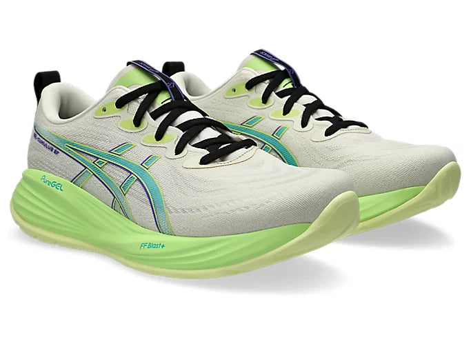 ASICS Men's Gel-Cumulus 27 Running Shoes - D Width - Birch/Lime Green - Cushioned Road Running Sneakers for Jogging, Training & Marathon