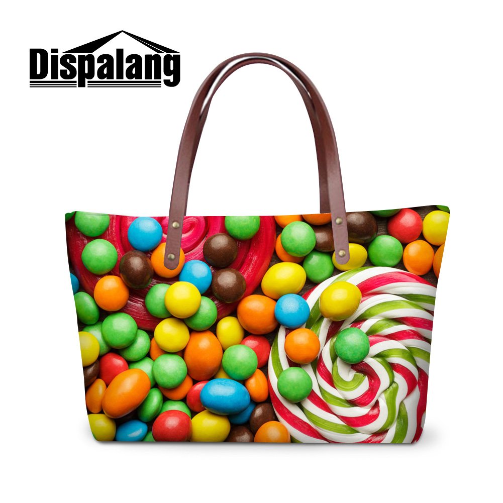 3D Printed Food Candy Pattern Large Shoulder Tote Bag for Women & Girls - Casual Beach Bag, Shopping, Travel & Everyday Use