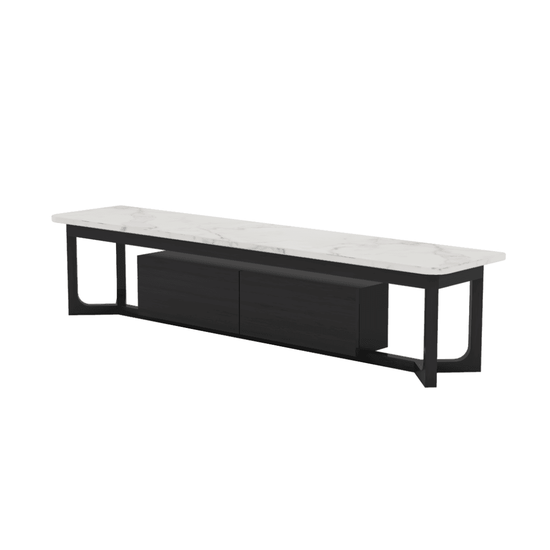 Macsen Modern TV Stand with Sintered Stone Top - 200cm Wide Media Console for Living Room, Perfect for 65-85 Inch TVs - Durable Entertainment Center for Home Theater Setup