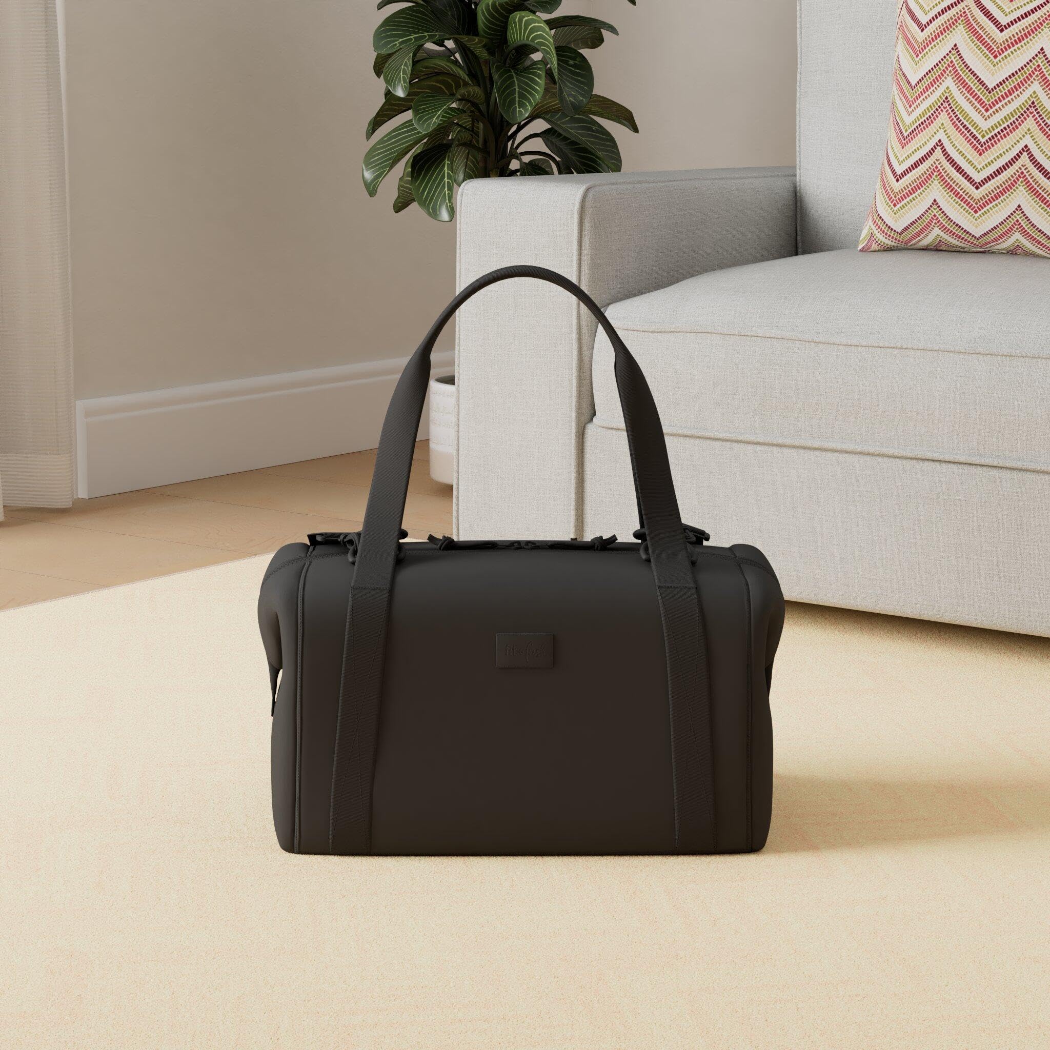 Fit & Fresh Premium Neoprene Weekender Bag with Trolley Sleeve - Large Overnight Carry-on Duffel for Travel, Gym, Hospital & Maternity | Perfect for Business Trips, Workouts, Labor & Delivery