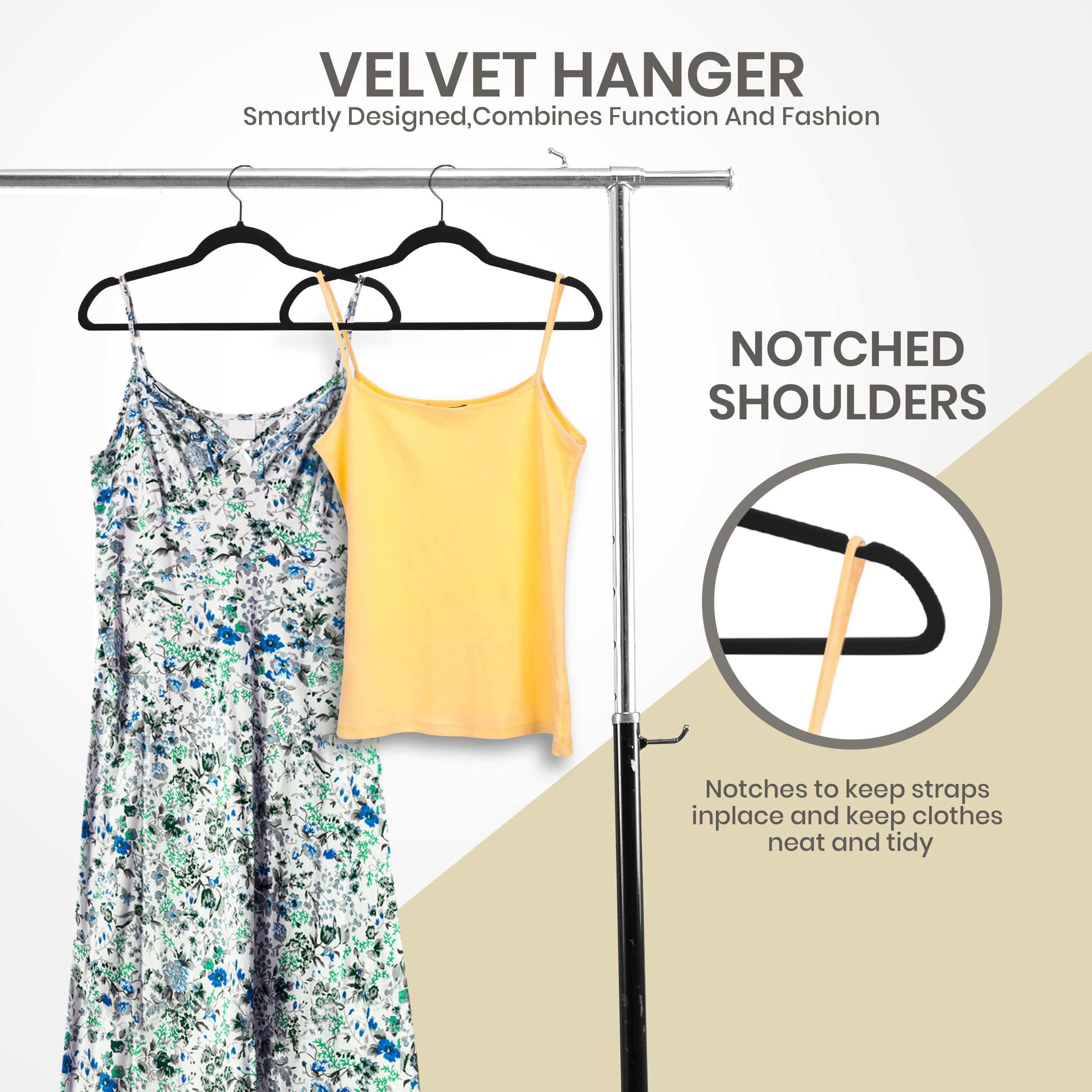 Utopia Home 30-Pack Velvet Hangers - Non-Slip Black Clothes Hangers with 360° Rotating Hooks - Heavy Duty Coat & Pants Hangers for Wardrobe Organization - Perfect for Closet, Laundry Room & Travel