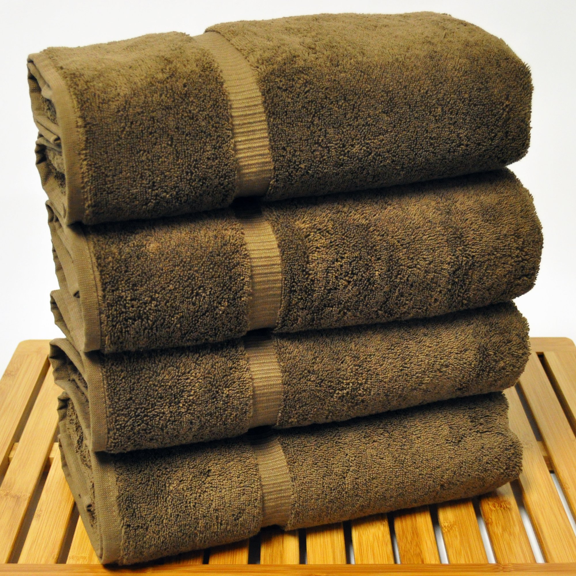 Premium Turkish Cotton Bath Towels Set of 4 - Super Absorbent & Quick Dry - Cocoa Color - Soft Luxury Towels for Bathroom, Beach, Spa & Gym Use