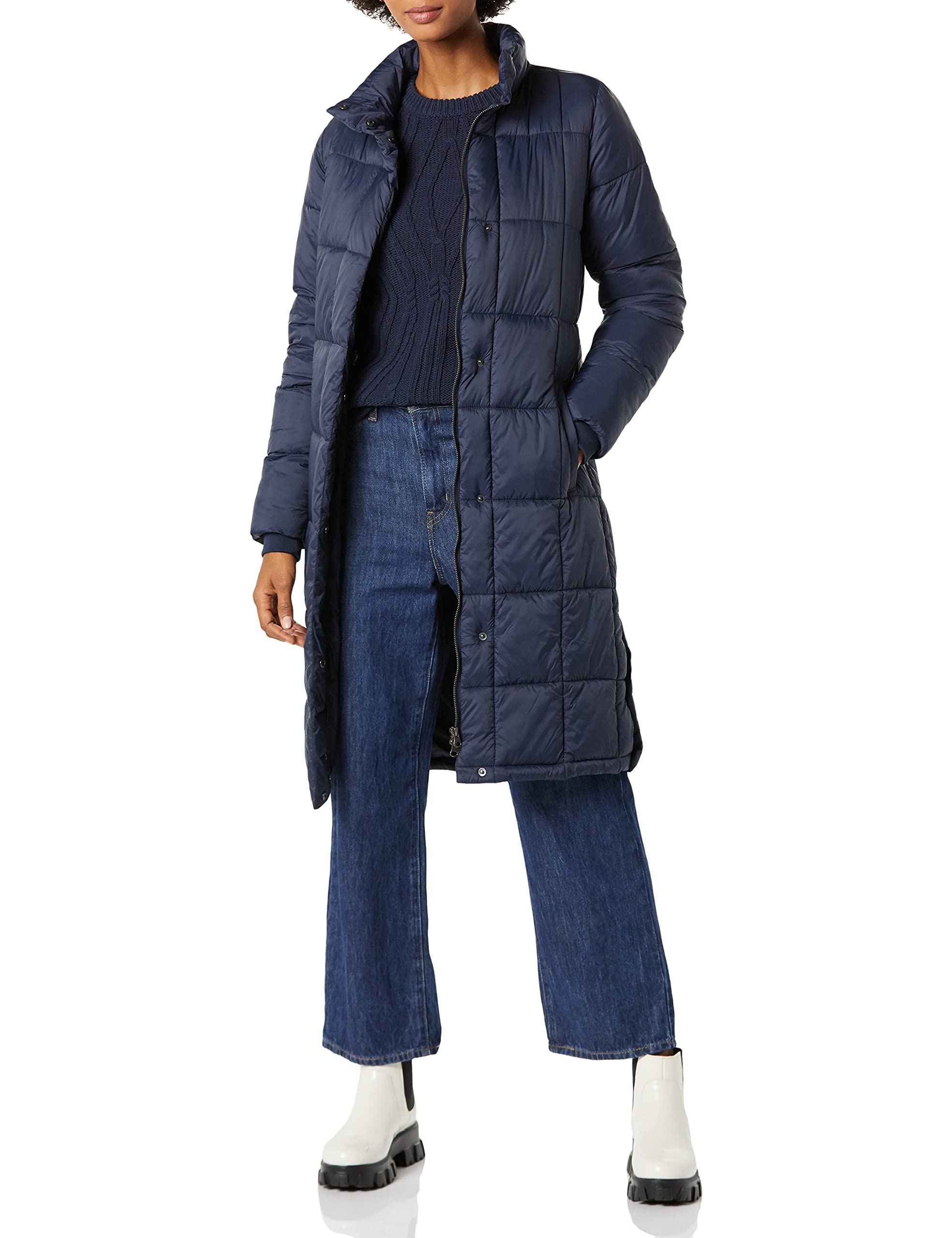 Amazon Essentials Women's Lightweight Quilted Long Coat - Warm Winter Jacket for Casual Outings, Work Commute & Travel