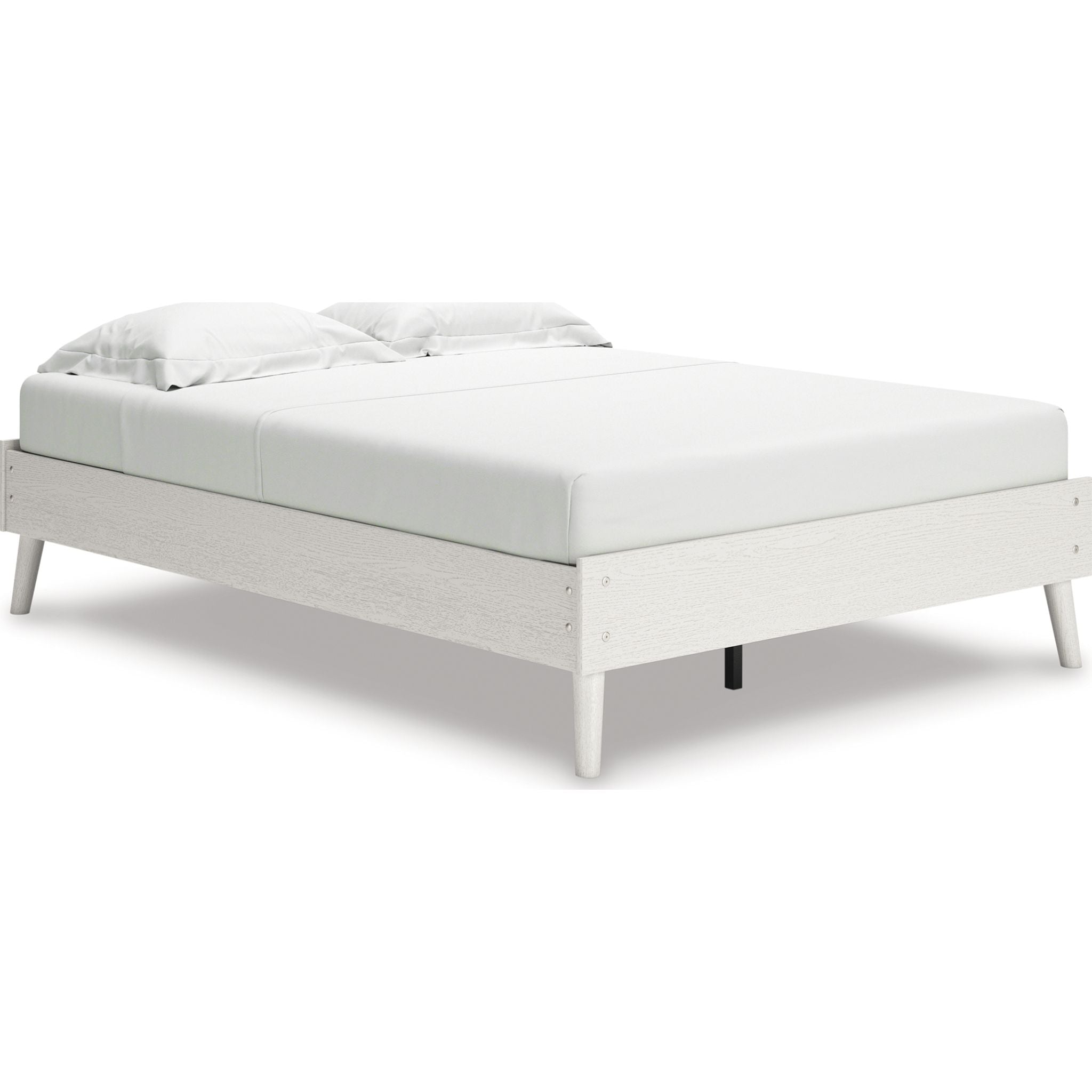 Aprilyn Full Size Platform Bed Frame - White Wooden Modern Minimalist Bed for Bedroom, Guest Room, or Dormitory