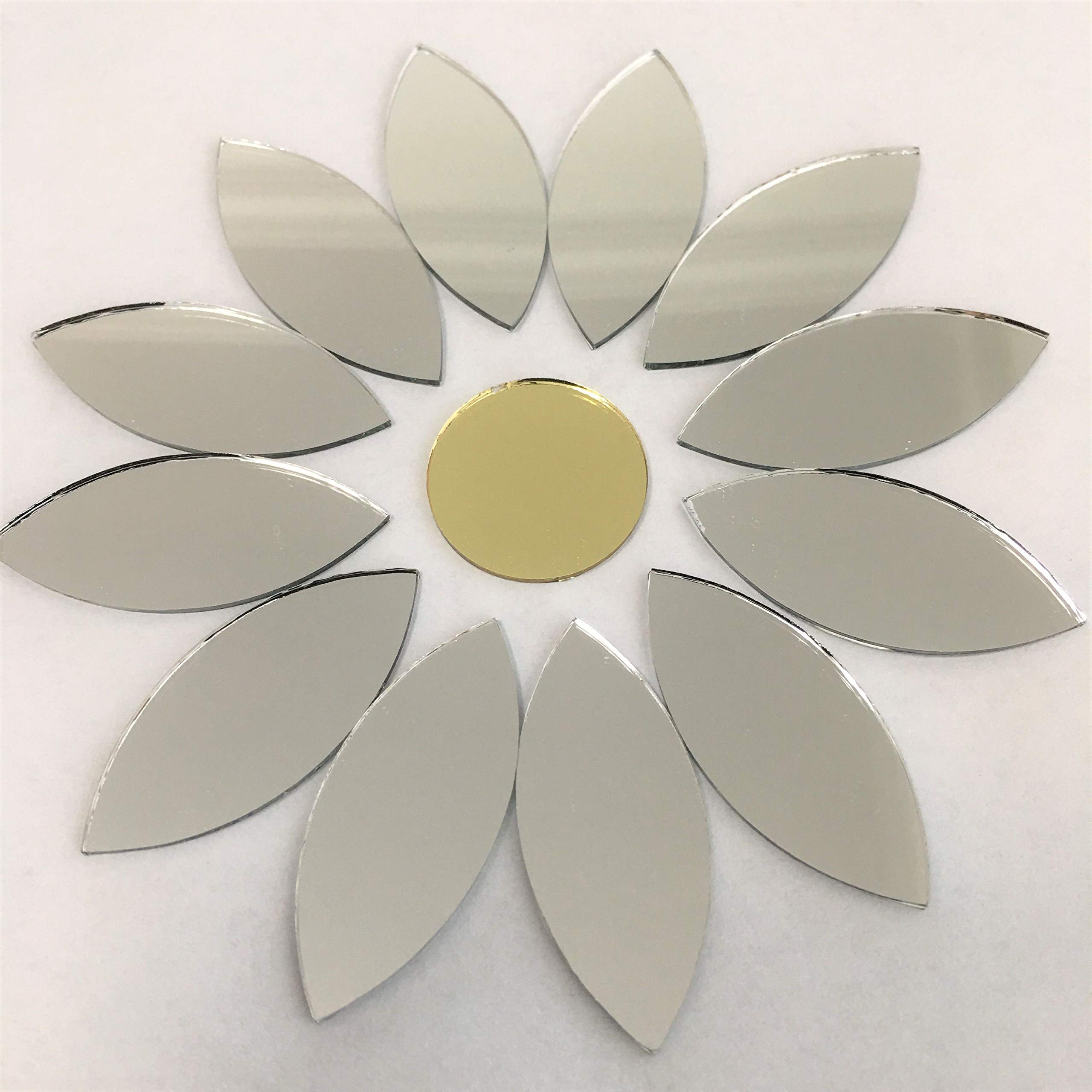 50Pcs Eye Shape Mirror Mosaic Tiles for Crafts - 3.5 x 1.5 cm Bulk Mirror Pieces - DIY Home Decor, Wall Art, Jewelry Making & Scrapbooking Supplies