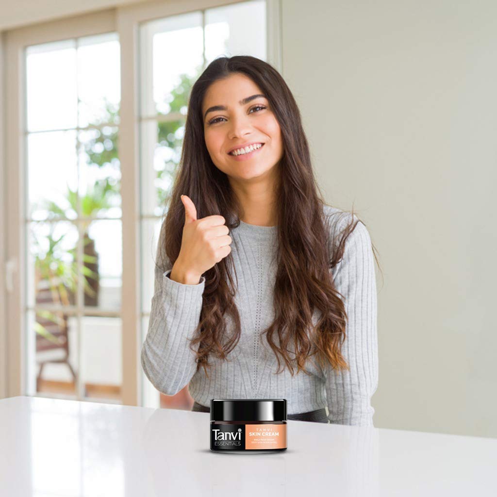 Tanvi Essentials Ayurvedic Skin Brightening Face Cream for Men & Women - 100% Natural, GMP Certified, Lightens Dark Spots & Pimple Marks, Made in India (50g) | Daily Moisturizer for Glowing Skin & Even Tone