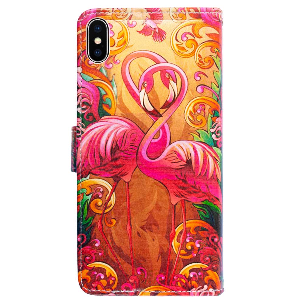 Pink Feathers Flamingos Leather Wallet Case for iPhone Xs/X - Flip Cover with Credit Card Slots, ID Holder & Kickstand | Perfect for Work, Travel & Everyday Use