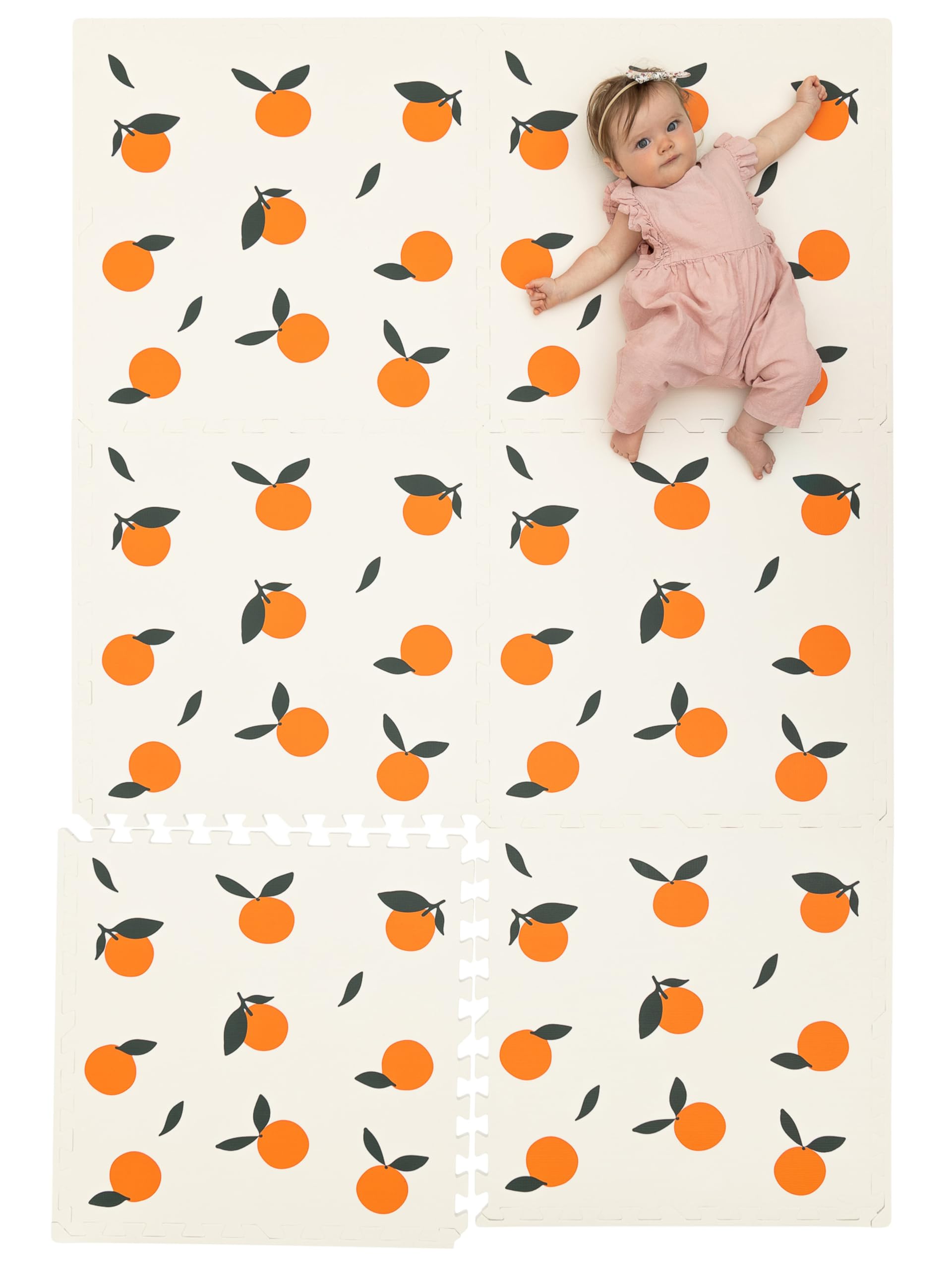 Non-Toxic Extra Large Baby Play Mat 72x48 Inches - Soft Interlocking Foam Floor Tiles for Infants, Toddlers & Kids | Safe Crawling & Play Area for Nursery, Daycare & Living Room (Orange)