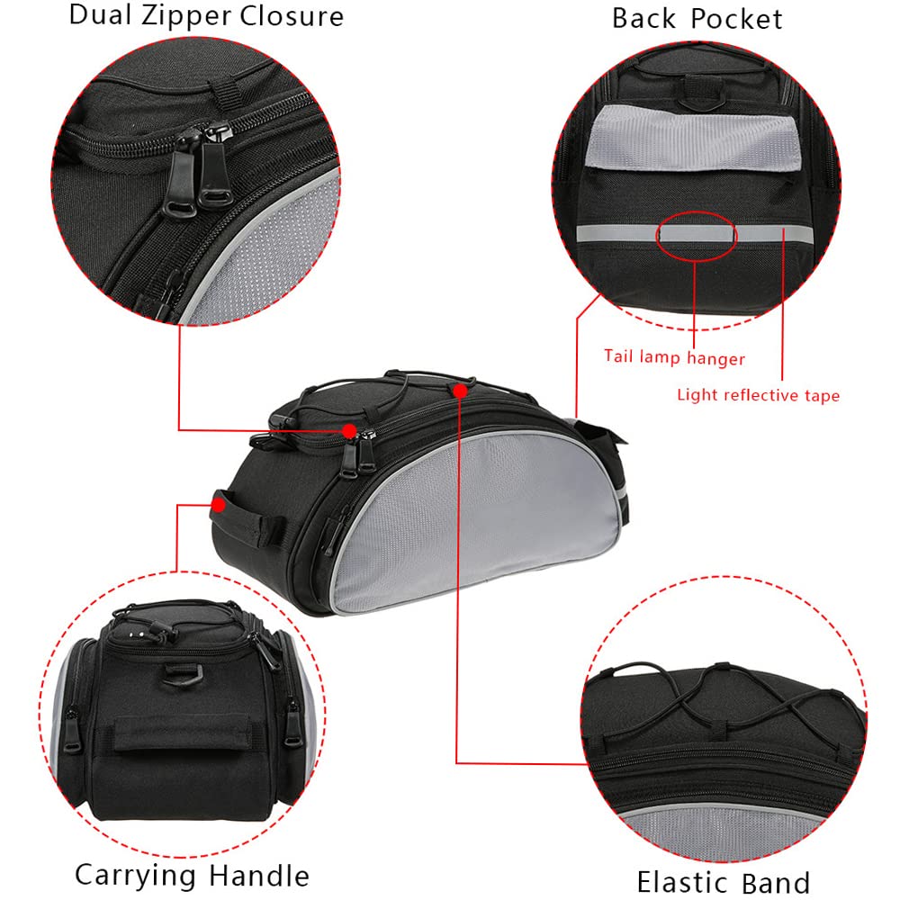 Lixada Waterproof Bicycle Pannier Bag - Bike Rear Seat Saddle Bag with Shoulder Strap for Mountain Cycling & Outdoor Adventures - Perfect for Commuting, Grocery Shopping & Camping Trips