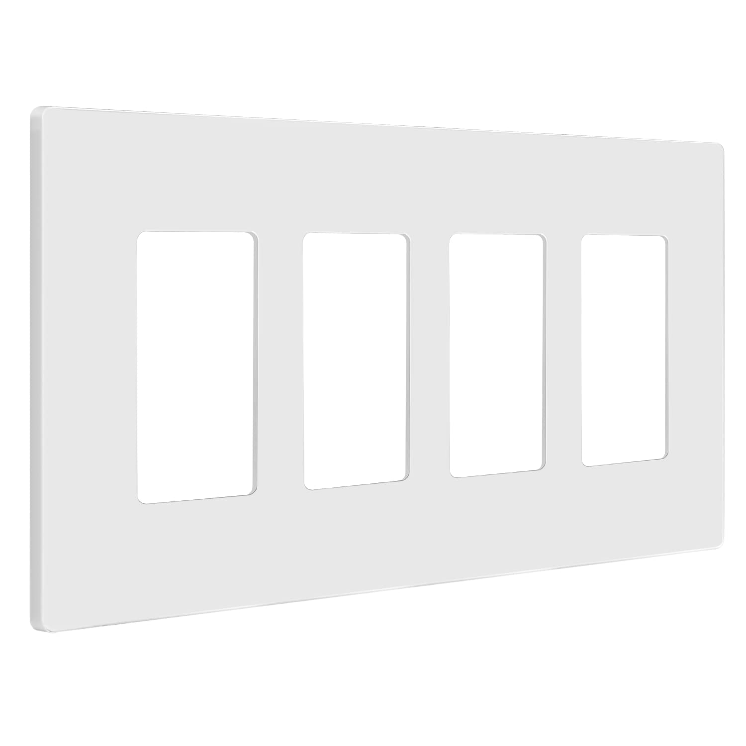 ENERLITES Child-Safe Screwless Decorator Wall Plates - 4-Gang Medium Size (4.88