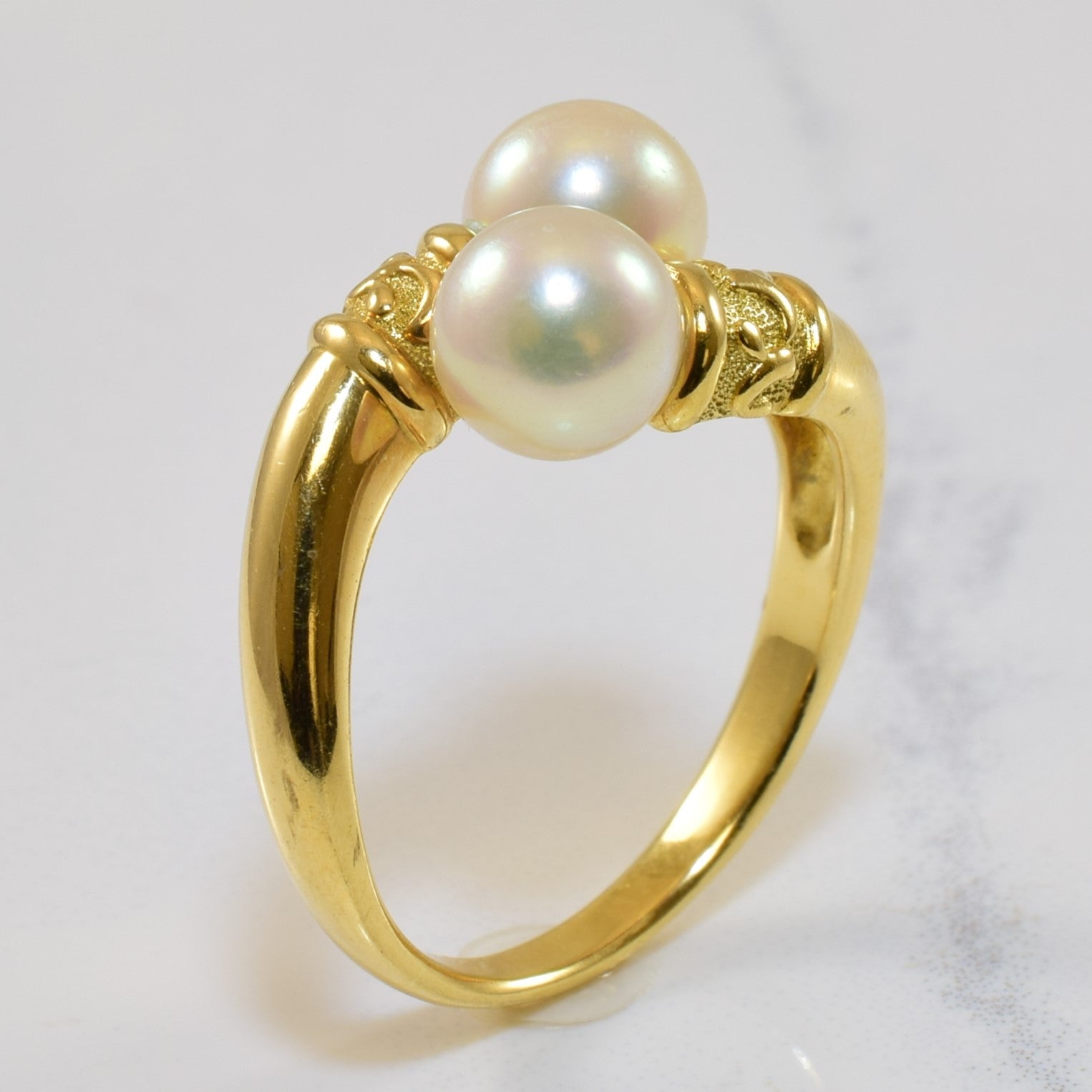 Textured Bypass Pearl Ring - 5.24 Carat Total Weight (CTW) - Size 8 - Elegant Jewelry for Weddings, Anniversaries & Special Occasions