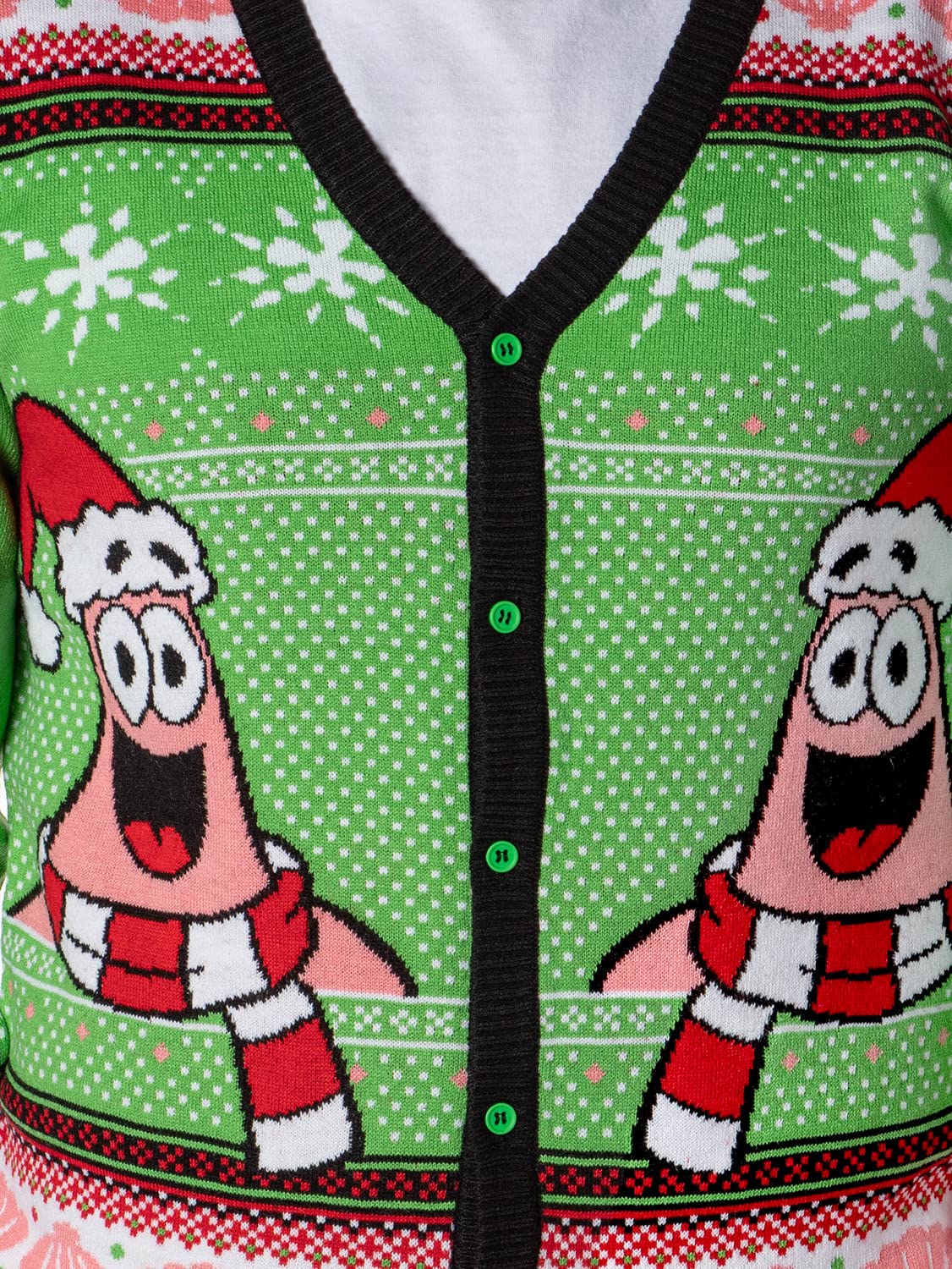 **Spongebob Squarepants Ugly Christmas Sweater for Men - Santa Patrick Star Button-Up Knit Cardigan - Holiday Party & Gift Idea**
