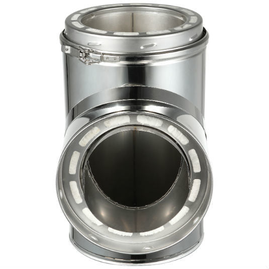 AllFuelHST Tee with Clean Out Cap for 6-Inch Inner Diameter Chimney Pipe - Perfect for Wood Stove, Fireplace, and Pellet Stove Venting Systems