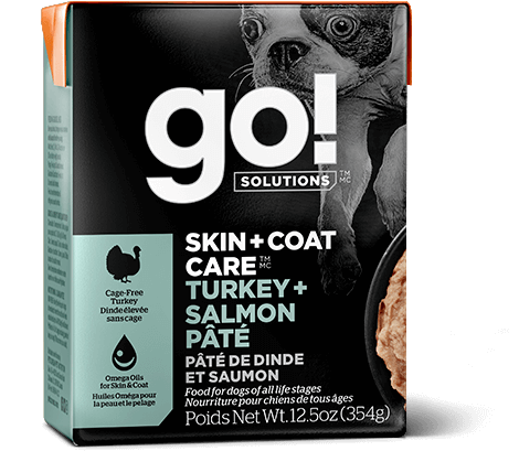 Go! Solutions Skin & Coat Turkey & Salmon Pâté Wet Dog Food - Grain-Free, High Protein (12.5oz/354g) - Perfect for Sensitive Skin & Shiny Coat Care