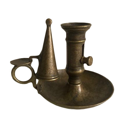 Antique Brass Office Candle Holder with Extinguisher - Elegant Desk Decor for Home & Office Workspace