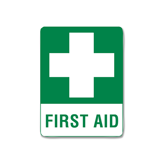 Small Metal First Aid Sign - Emergency Safety Sign for Workplace, School & Home - Durable First Aid Kit Sign for Hospitals, Offices & Public Areas