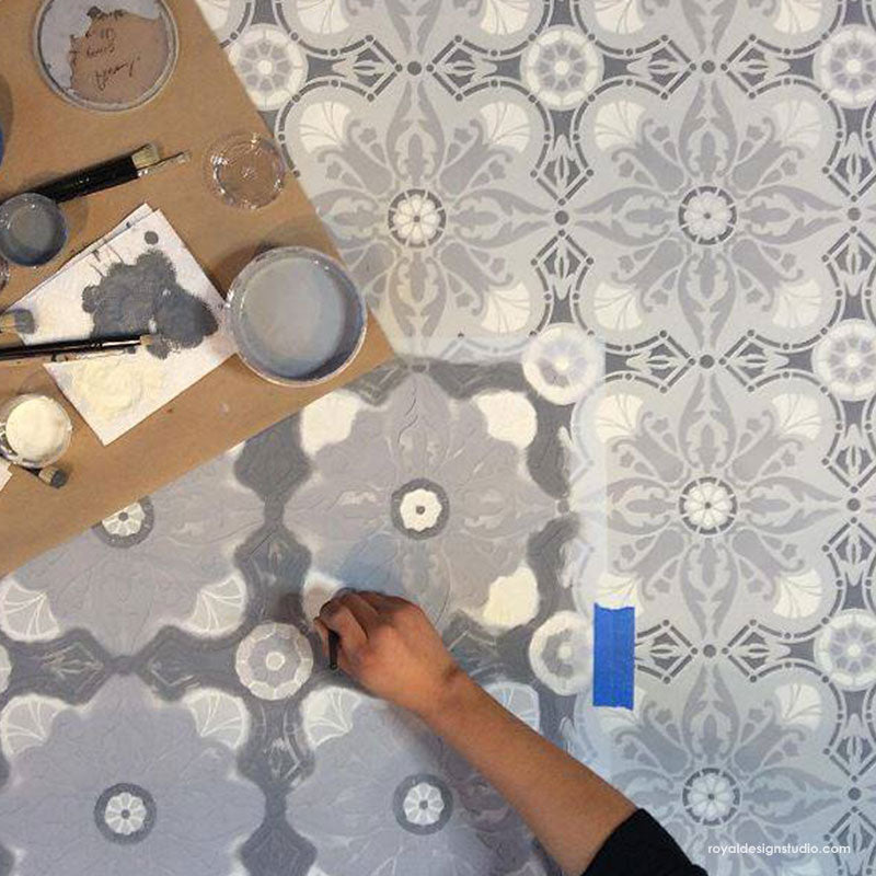 Marisol Damask Tile Stencil - Reusable DIY Wall & Floor Stenciling Kit for Home Decor, Bathroom, Kitchen Backsplash - Perfect for Painting Patterns on Ceramic, Wood, Concrete Surfaces