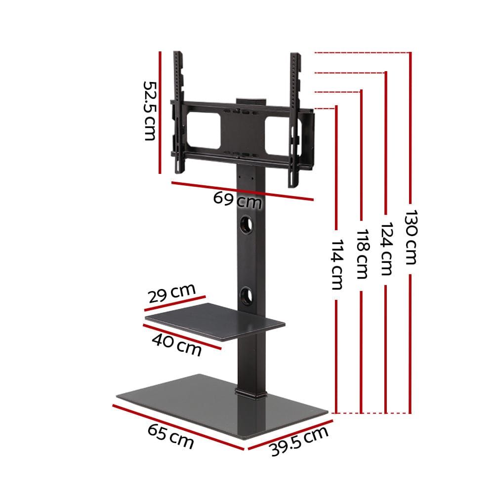 Wall Mounted TV Stand with Bracket Shelf - Universal Floor TV Stand for Living Room, Bedroom & Home Theater - Sturdy Metal Frame with Adjustable Height & Cable Management