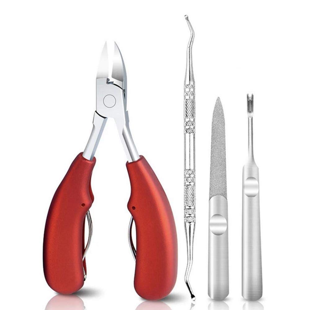 **WooyMo 5PCS Stainless Steel Ingrown Toenail Clippers & Pedicure Kit – Professional Toenail Tools for Thick & Ingrown Nails, Includes Nail Cleaners & File – Perfect for Home & Salon Foot Care**